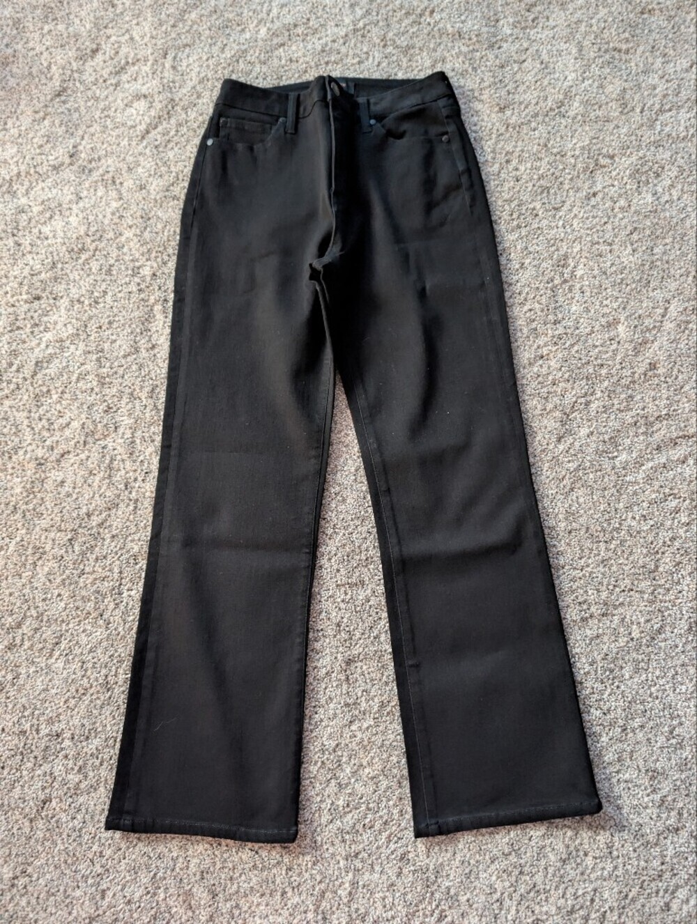 Quince Bella Stretch High Rise Kick Flare Jeans Black Size 29 NWOT